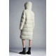 2022 Moncler Hainardia Parka Hooded Long dunjacka Dam Down Puffer Coat Vinterjacka Silk Vit