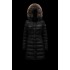 2022 Moncler Hermifur Parka Fur Hooded Collar Long dunjacka Dam Down Puffer Coat Vinterjacka Svart