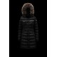 2022 Moncler Hermifur Parka Fur Hooded Collar Long dunjacka Dam Down Puffer Coat Vinterjacka Svart