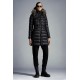 2022 Moncler Hermifur Parka Fur Hooded Collar Long dunjacka Dam Down Puffer Coat Vinterjacka Svart