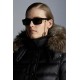 2022 Moncler Hermifur Parka Fur Hooded Collar Long dunjacka Dam Down Puffer Coat Vinterjacka Svart