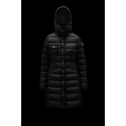 2022 Moncler Hermine Parka Hooded Long dunjacka Dam Down Puffer Coat Vinterjacka Svart