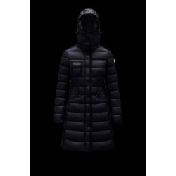 2022 Moncler Hermine Parka Hooded Long dunjacka Dam Down Puffer Coat Vinterjacka Night Blå