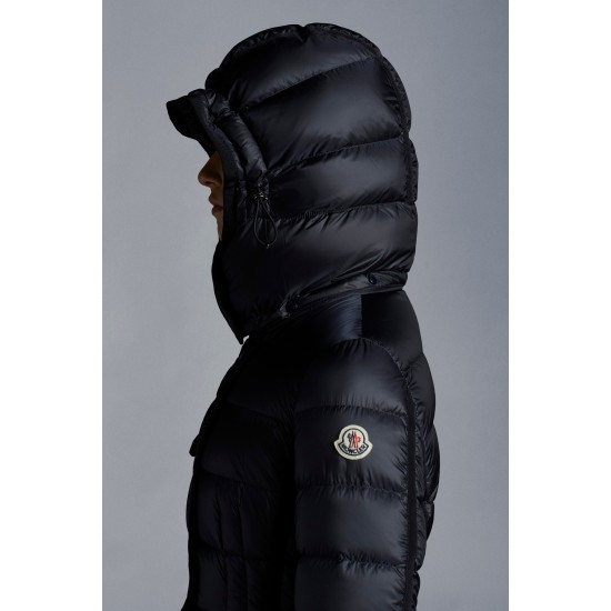 2022 Moncler Hermine Parka Hooded Long dunjacka Dam Down Puffer Coat Vinterjacka Night Blå