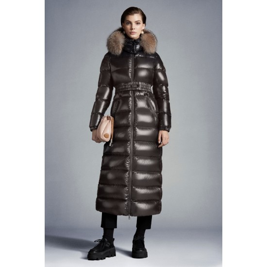 2022 Moncler Hudson Parka Long dunjacka Dam Down Puffer Coat Vinterjacka Dark Grå