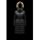 2022 Moncler Leersie Parka Fur Collar Long dunjacka Dam Down Puffer Coat Vinterjacka Dark Gray