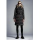 2022 Moncler Leersie Parka Fur Collar Long dunjacka Dam Down Puffer Coat Vinterjacka Dark Gray