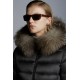 2022 Moncler Leersie Parka Fur Collar Long dunjacka Dam Down Puffer Coat Vinterjacka Dark Gray