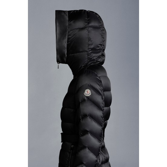 2022 Moncler Leersie Parka Fur Collar Long dunjacka Dam Down Puffer Coat Vinterjacka Dark Gray