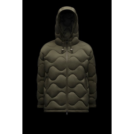 2022 Moncler Lepturus Parka Short dunjacka Dam Fur Hooded Collar Down Puffer Coat Vinterjacka Army Grön