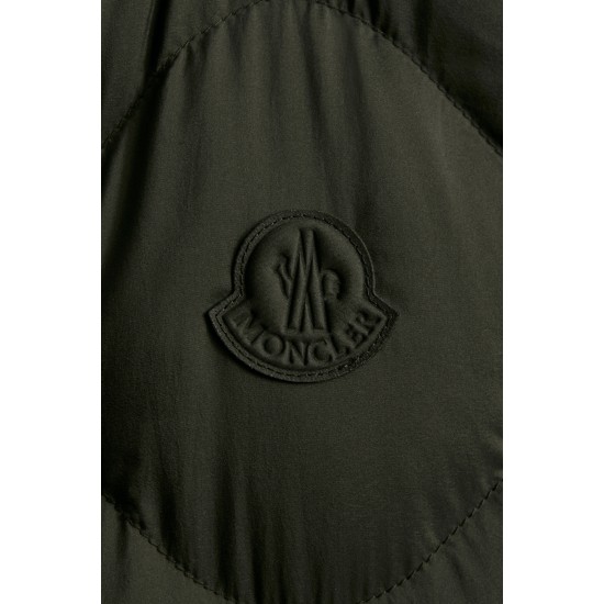 2022 Moncler Lepturus Parka Short dunjacka Dam Fur Hooded Collar Down Puffer Coat Vinterjacka Army Grön