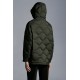 2022 Moncler Lepturus Parka Short dunjacka Dam Fur Hooded Collar Down Puffer Coat Vinterjacka Army Grön