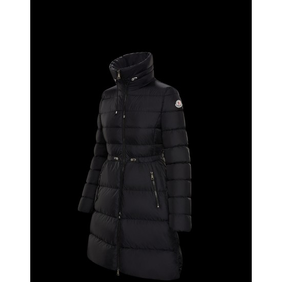 2022 Moncler Malban Parka Long dunjacka Dam Waist Down Puffer Coat Vinterjacka Svart