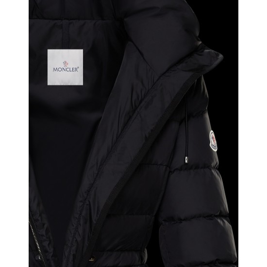 2022 Moncler Malban Parka Long dunjacka Dam Waist Down Puffer Coat Vinterjacka Svart