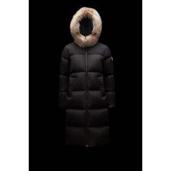 2022 Moncler Marrionnier Parka Fur Hooded Collar Long dunjacka Dam Down Puffer Coat Vinterjacka Svart