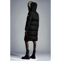 2022 Moncler Marrionnier Parka Fur Hooded Collar Long dunjacka Dam Down Puffer Coat Vinterjacka Svart