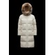 2022 Moncler Marrionnier Parka Hooded Long dunjacka Dam Down Puffer Coat Vinterjacka Silk Vit