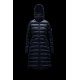 2022 Moncler Moka Hooded Long dunjacka Dam Down Puffer Coat Vinterjacka Night Blå