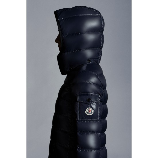 2022 Moncler Moka Hooded Long dunjacka Dam Down Puffer Coat Vinterjacka Night Blå