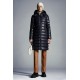 2022 Moncler Moka Hooded Long dunjacka Dam Down Puffer Coat Vinterjacka Night Blå