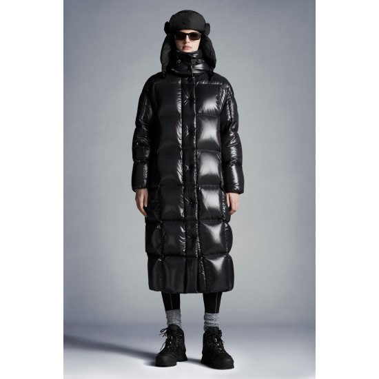 2022 Moncler Parnaiba Parka Long dunjacka Dam Hooded Down Puffer Coat Vinterjacka Svart