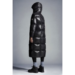 2022 Moncler Parnaiba Parka Long dunjacka Dam Hooded Down Puffer Coat Vinterjacka Svart