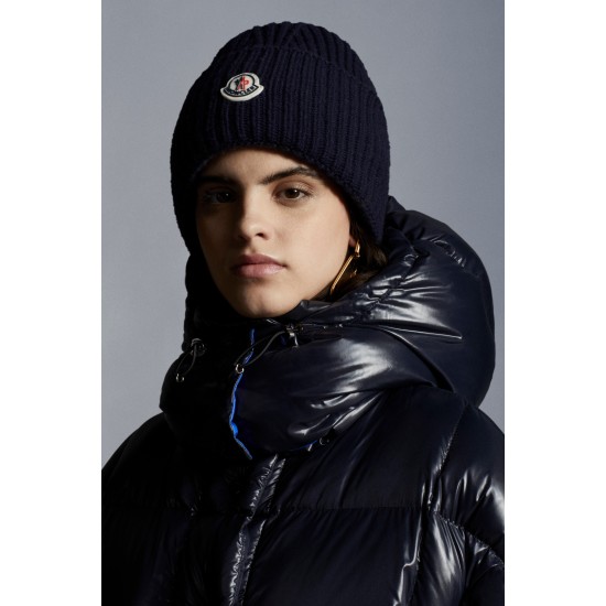 2022 Moncler Parnaiba Parka Long dunjacka Dam Hooded Down Puffer Coat Vinterjacka Night Blå