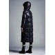 2022 Moncler Parnaiba Parka Long dunjacka Dam Hooded Down Puffer Coat Vinterjacka Night Blå