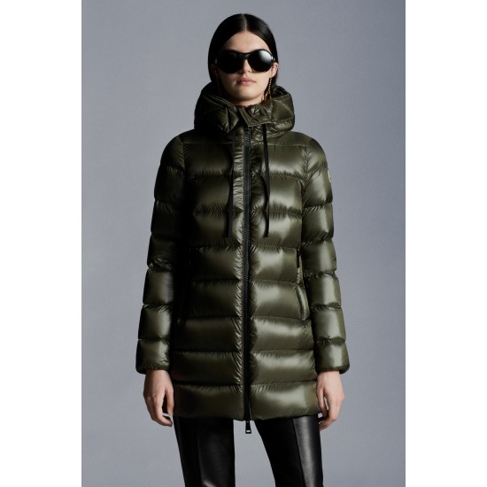 2022 Moncler Suyen Parka Long dunjacka Dam Down Puffer Coat Vinterjacka Army Grön