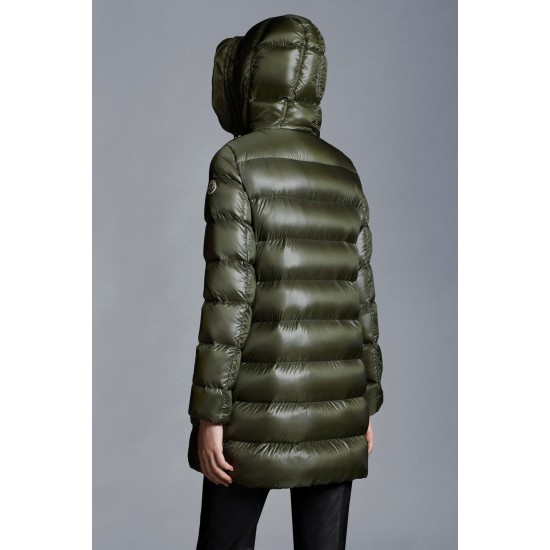 2022 Moncler Suyen Parka Long dunjacka Dam Down Puffer Coat Vinterjacka Army Grön