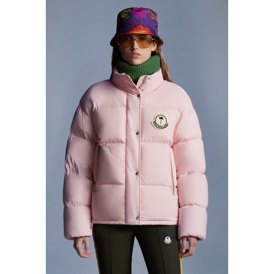 8 MONCLER PALM ANGELS Antora Short dunjacka Dams Down Puffer Coat Vinterjacka Rosa