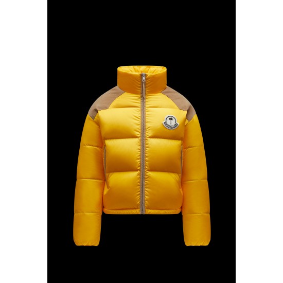 8 MONCLER PALM ANGELS Kelsey Short dunjacka Dams Down Puffer Coat Vinterjacka Mustard Gul