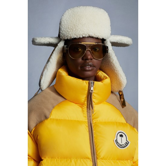 8 MONCLER PALM ANGELS Kelsey Short dunjacka Dams Down Puffer Coat Vinterjacka Mustard Gul