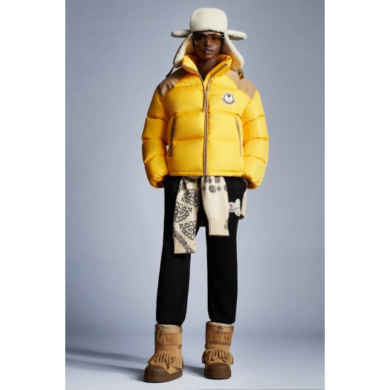 8 MONCLER PALM ANGELS Kelsey Short dunjacka Dams Down Puffer Coat Vinterjacka Mustard Gul