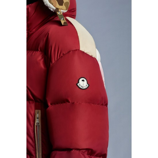 8 MONCLER PALM ANGELS Panamint Short dunjacka Dams Down Puffer Coat Vinterjacka Burgundy Röd