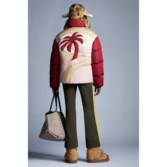 8 MONCLER PALM ANGELS Panamint Short dunjacka Dams Down Puffer Coat Vinterjacka Burgundy Röd