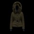 Moncler GRENOBLE Short Nylon Plain Logo Dam Hooded Ski dunjackas With Fur Collar Army Grön