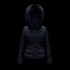 Moncler GRENOBLE Short Nylon Plain Logo Dam Ski Hooded dunjackas With Fur Collar Dark Blå