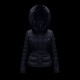 Moncler GRENOBLE Short Nylon Plain Logo Dam Ski Hooded dunjackas With Fur Collar Dark Blå