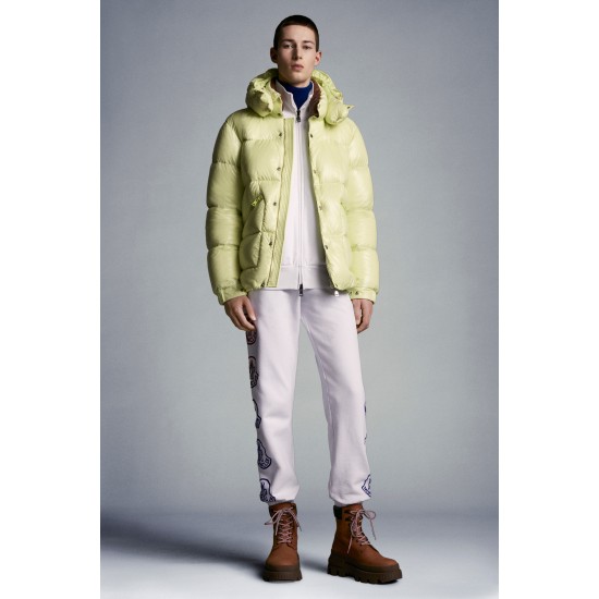 2022 Moncler Coutard Kort Dunjacka Herr Puffers Dunrock Vinterjacka Cream Gul