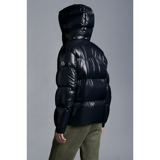 2022 Moncler Coutard Kort Dunjacka Herr Puffers Dunrock Vinterjacka Natt Blå