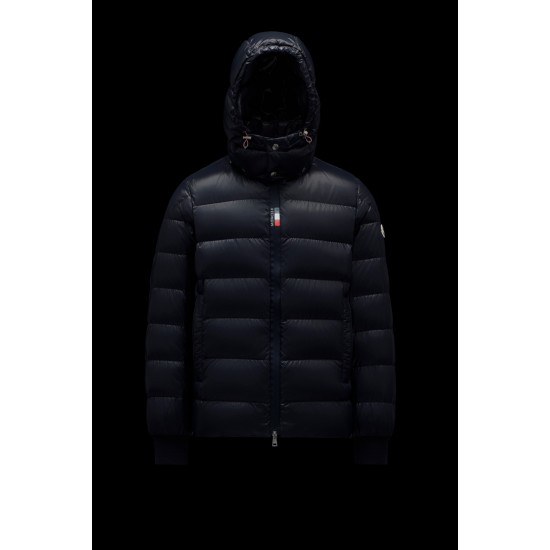 2022 Moncler Cuvellier Kort Dunjacka Herr Puffer Dunrock Vinterjacka Natt Blå