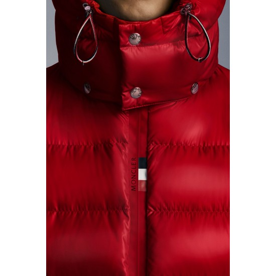 2022 Moncler Cuvellier Kort Dunjacka Herr Puffer Dunrock Vinterjacka Scarlet Röd