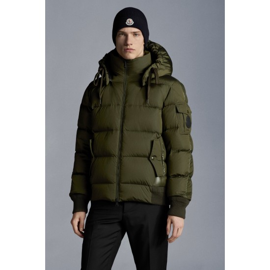 2022 Moncler Deschamps Kort Dunjacka Herr Zip Up Hooded Dunrock Vinterjacka Army Grön