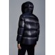 2022 Moncler LaHerrtin Kort Dunjacka Herr Hooded Puffer Dunrock Vinterjacka Natt Blå