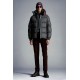 2022 Moncler Loeb Kort Dunjacka Herr Hooded Puffer Dunrock Vinterjacka Melange Medium Gray