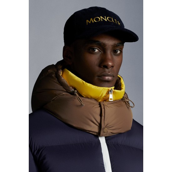 2022 Moncler Loeb Kort Dunjacka Herr Hooded Puffer Dunrock Vinterjacka Natt Blå