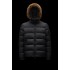 2022 Moncler Marque Kort Dunjacka Herr Fur Hooded Puffer Dunrock Vinterjacka Svart