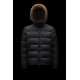 2022 Moncler Marque Kort Dunjacka Herr Fur Hooded Puffer Dunrock Vinterjacka Svart