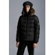 2022 Moncler Marque Kort Dunjacka Herr Fur Hooded Puffer Dunrock Vinterjacka Svart